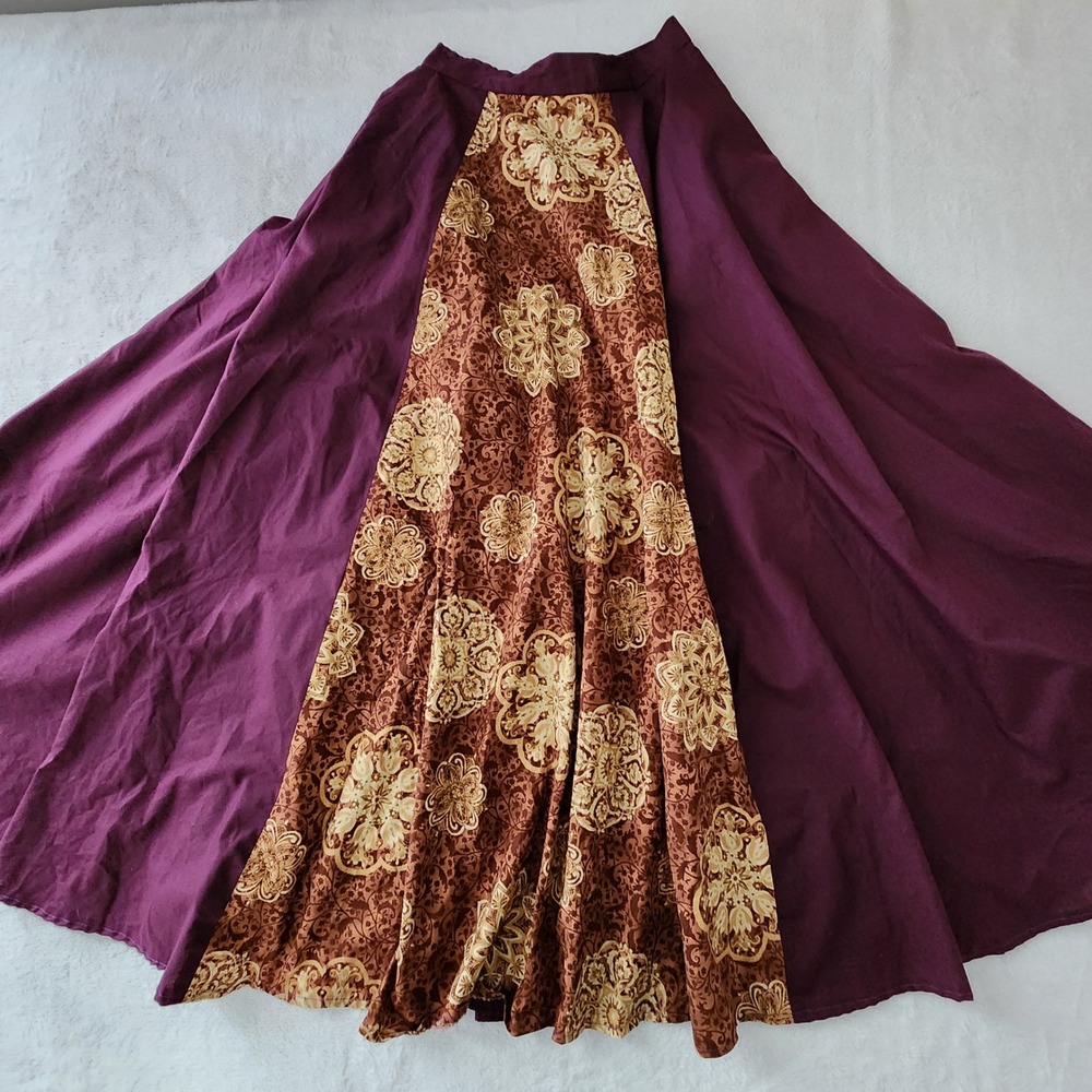 Maxi Skirt S Purple Gold Mandala Renaissance Medieval Ren Faire Regal Patchwork